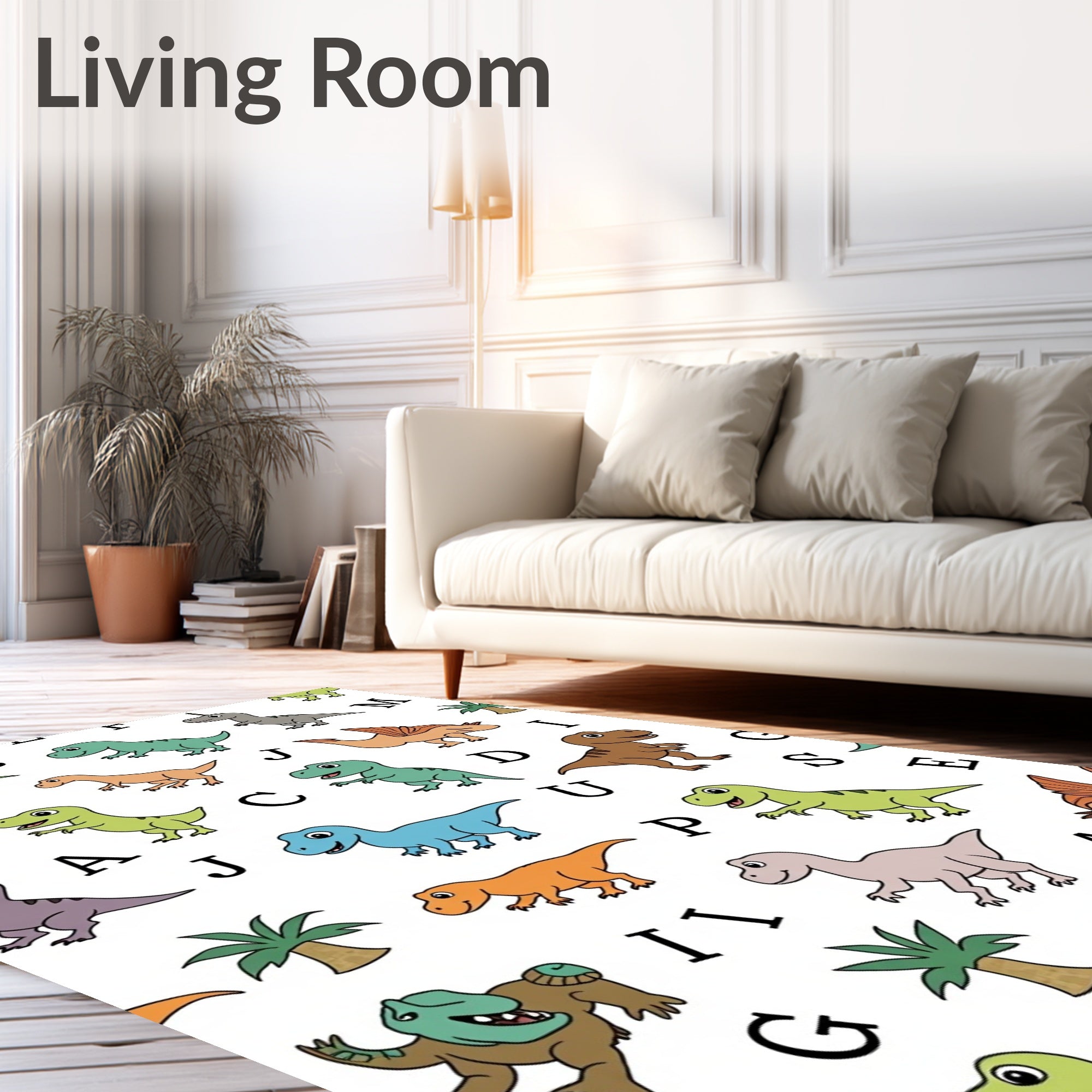 Playful Dinosaur Alphabet Fun Rug