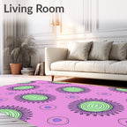 Purple Pink Floral Abstract Circles Rug