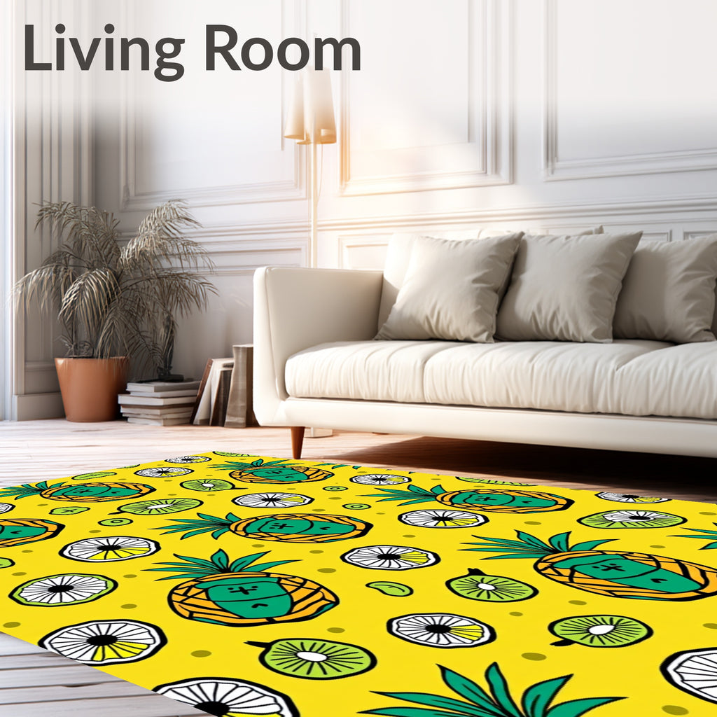Sunshine Yellow Pineapple Fruit Medley Rug