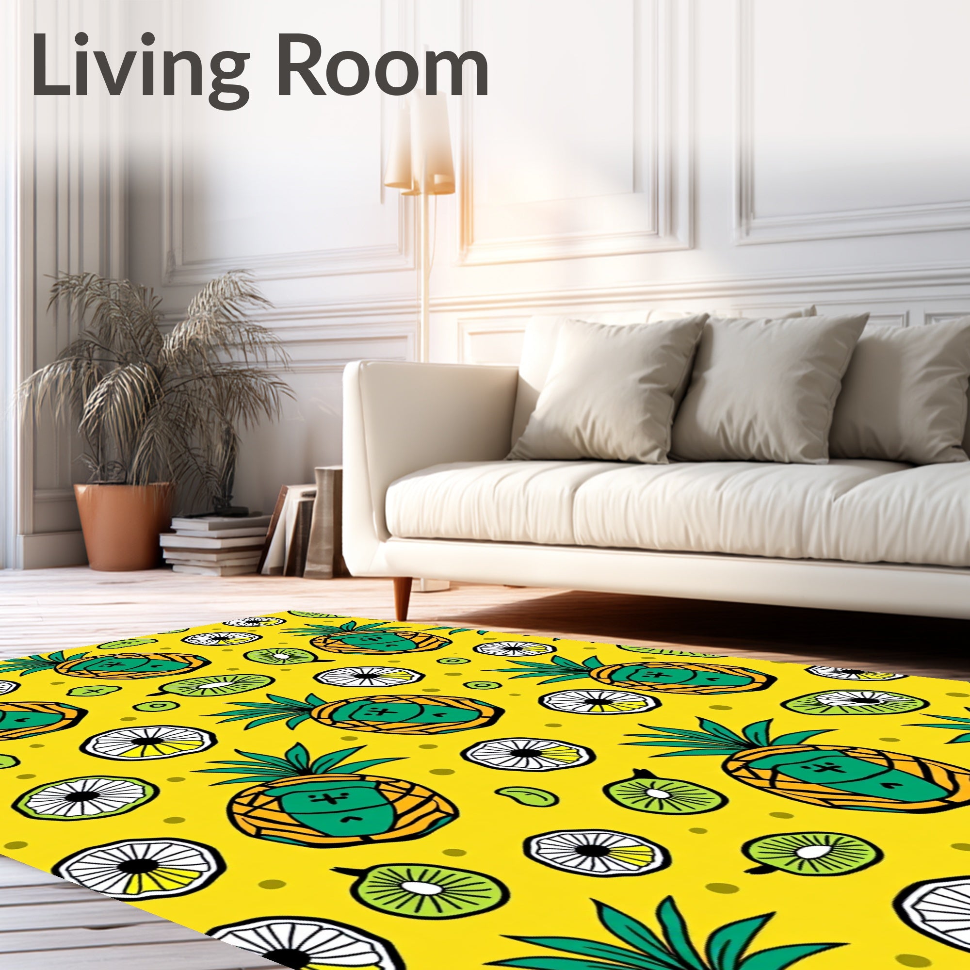 Sunshine Yellow Pineapple Fruit Medley Rug
