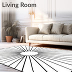 Radial Sunburst Black White Rug