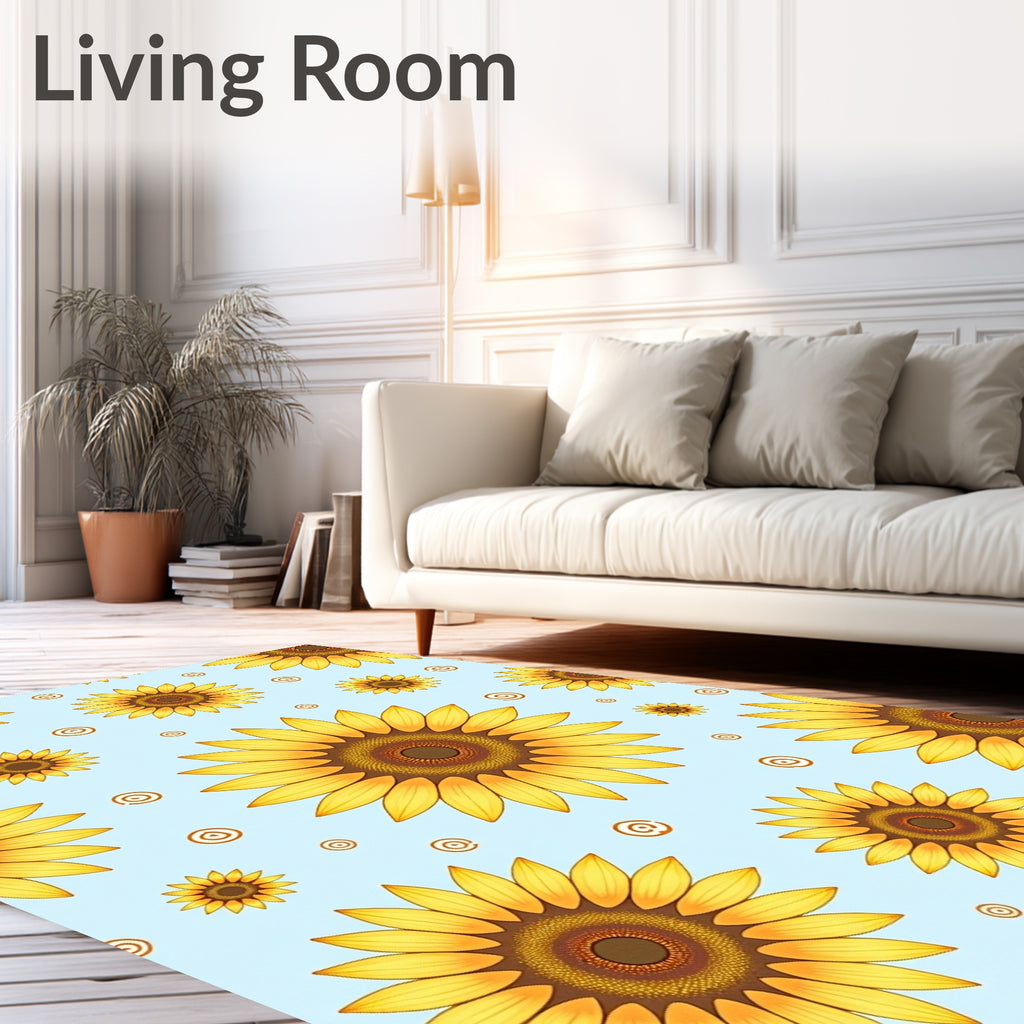 Sunny Yellow Sunflower Mandala Garden Rug