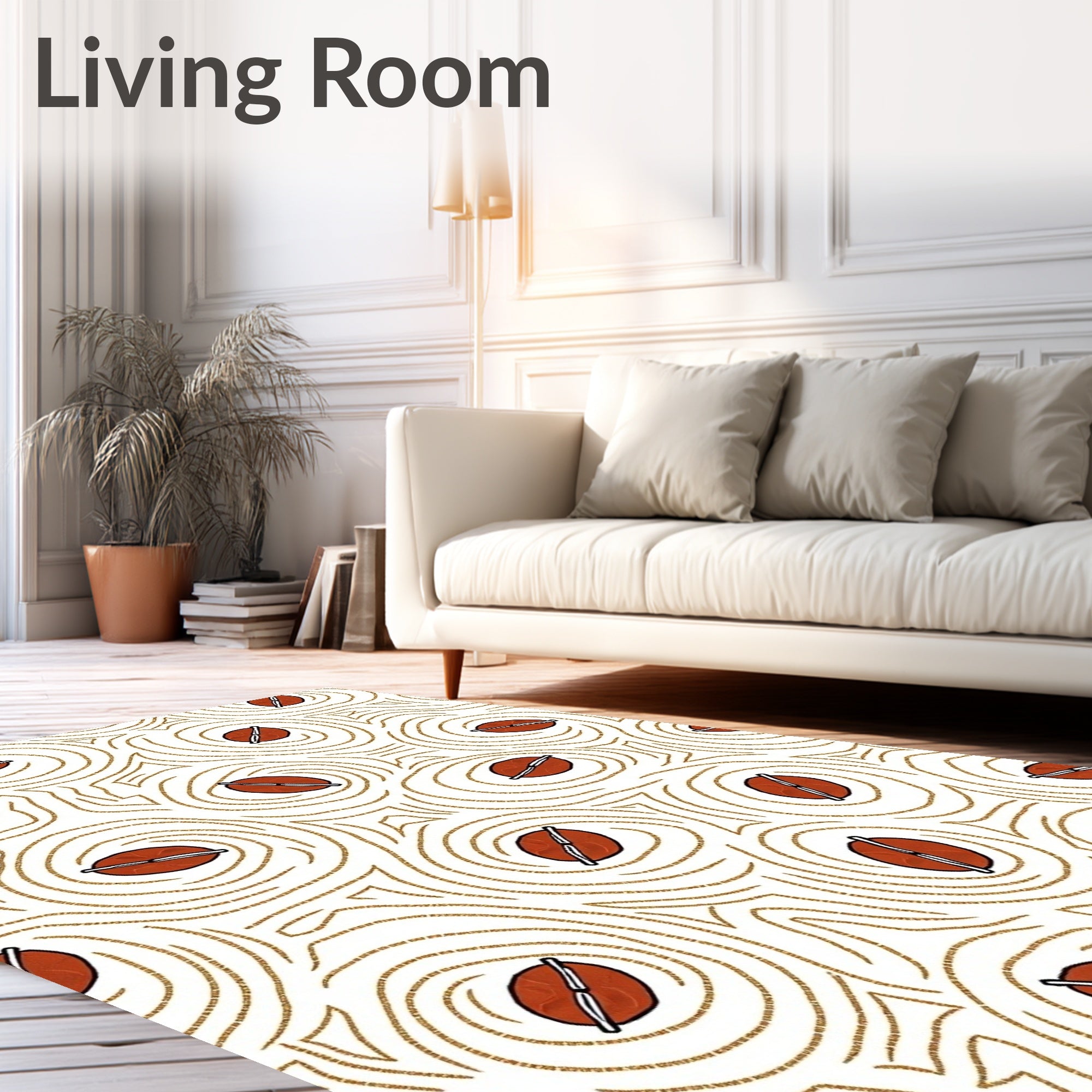 Brown Coffee Bean Swirls Rug
