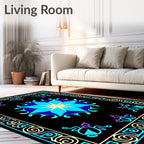 Vibrant Blue Neon Floral Medallion Rug