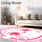 Cute Pink Kawaii Swirls Character Rug