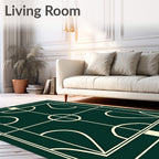 Emerald Green Geometric Arc Rug