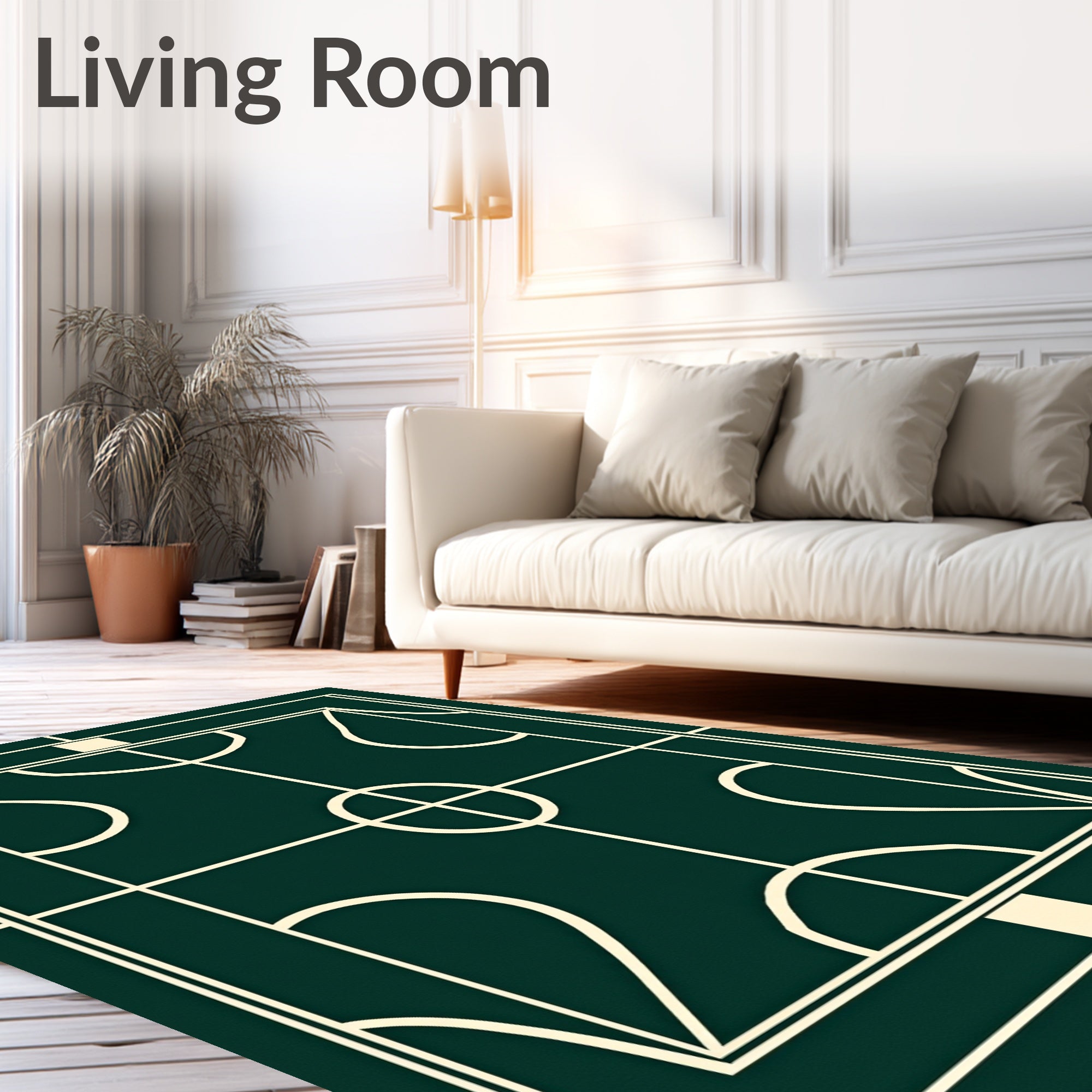 Emerald Green Geometric Arc Rug