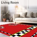 Red Racing Flag Motorcycle Rug
