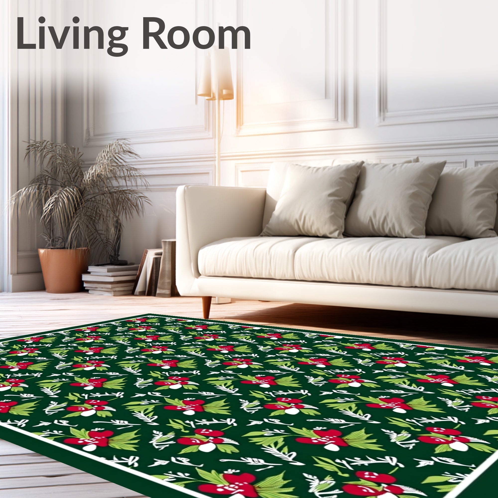 Deep Forest Red Berry Botanical Repeats Rug