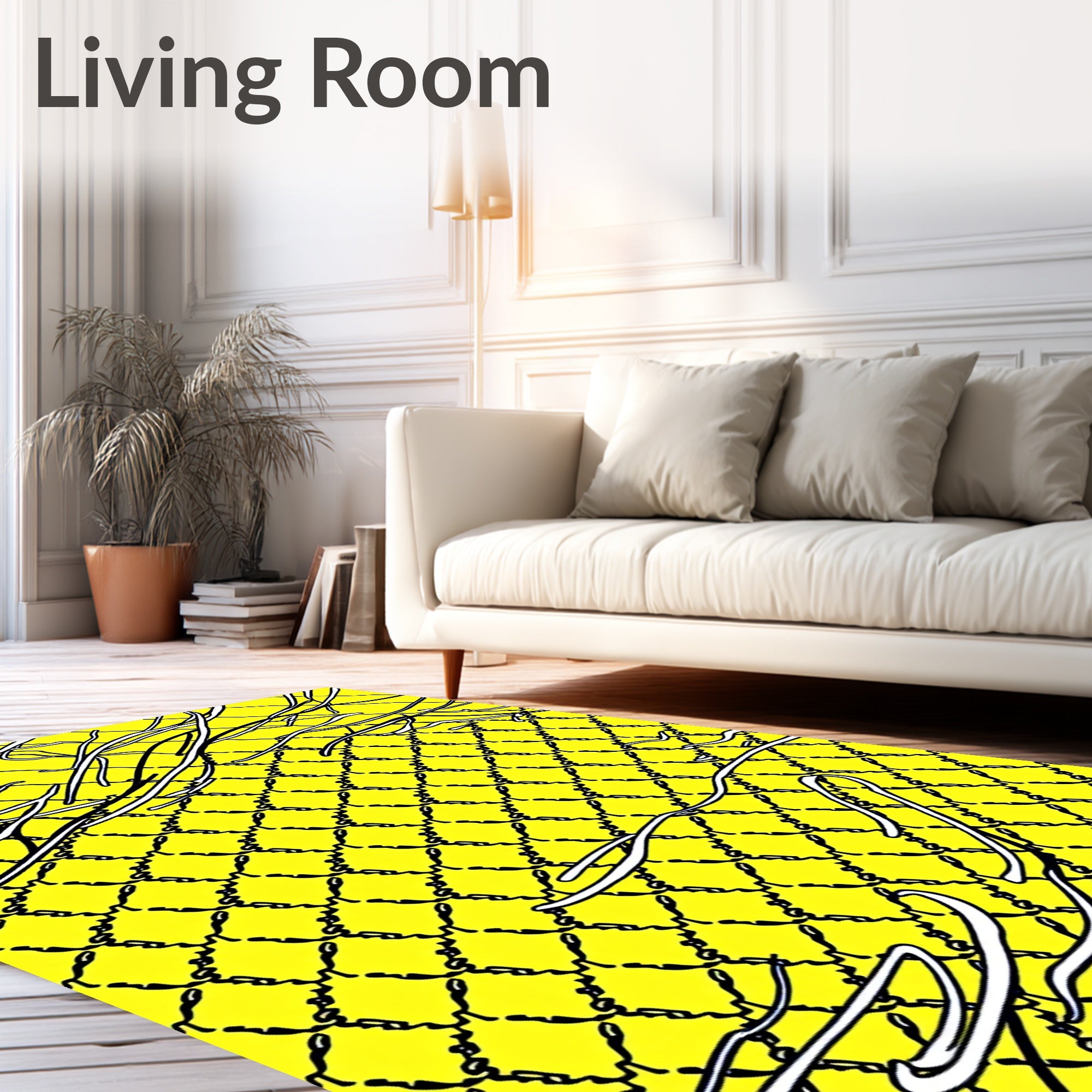 Bright Yellow Wire Mesh Texture Rug