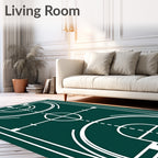 Green Court Lines Geometric Play Rug
