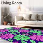 Bold Magenta Green Floral Vines Rug