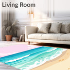 Coastal Teal Ocean Waves Beach Rug