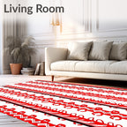 Red Abstract Stripe Medallion Rug
