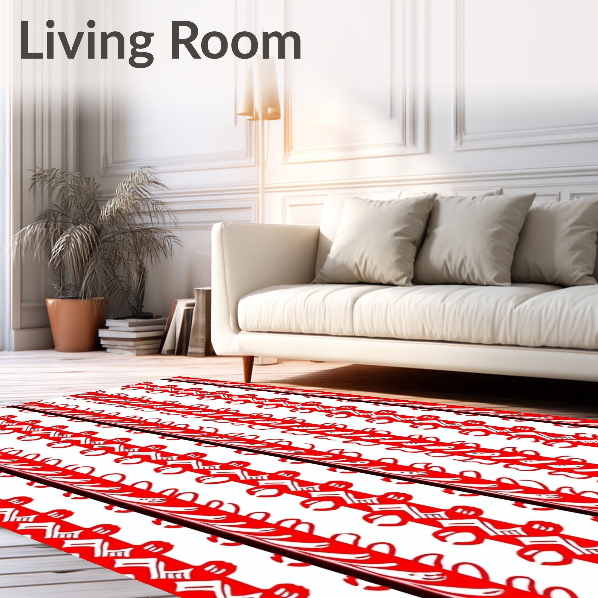 Red Abstract Stripe Medallion Rug