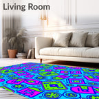 Retro Neon Tech Cassette Cloud Rug
