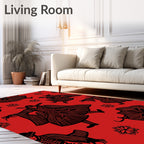 Red Samurai Figure Floral Medley Rug