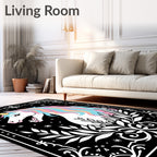 Pastel Unicorn with Floral Frame Rug