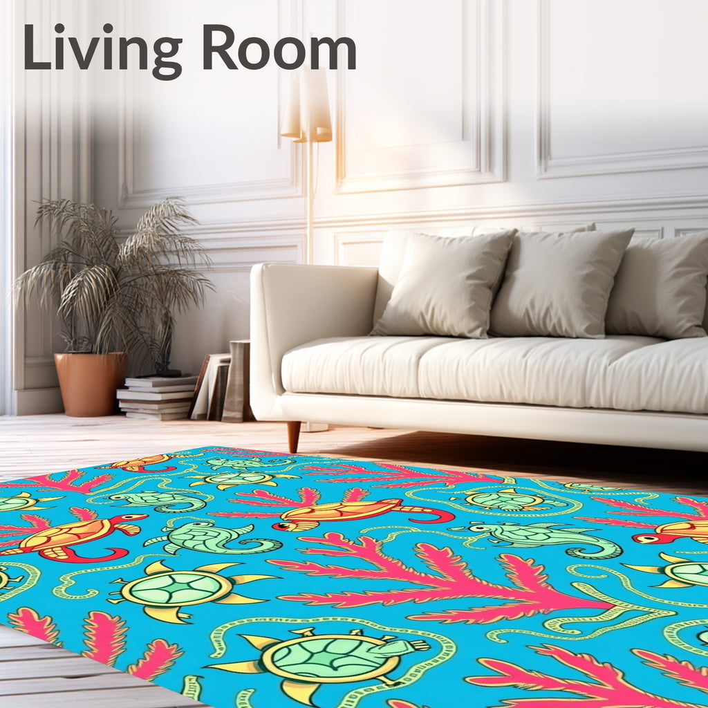 Ocean Turtle Coral Sea Creature Collection Rug