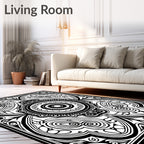 Bold Black and White Floral Medallion Rug