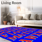 Bold Red Alphabet Grid Rug