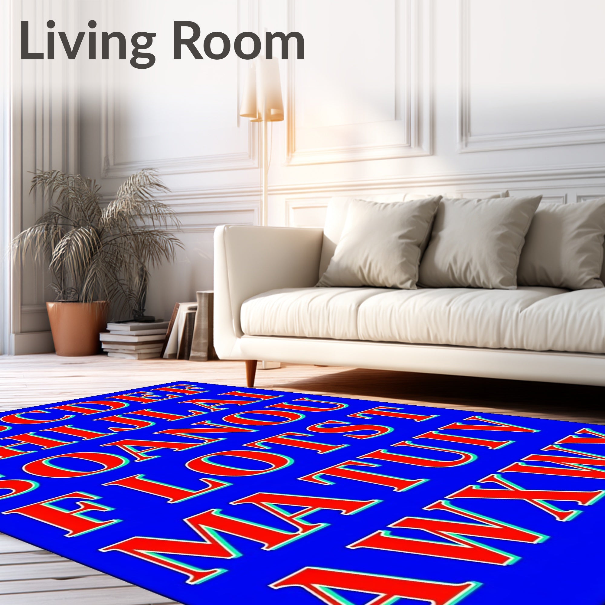 Bold Red Alphabet Grid Rug