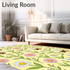 Whimsical Bumblebee Floral Garden Rug