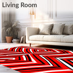 Bold Red Striped Chevron Rug