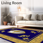 Royal Blue Golden Shield Emblem Rug