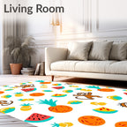 Whimsical Monkey Pineapple Watermelon Summer Rug