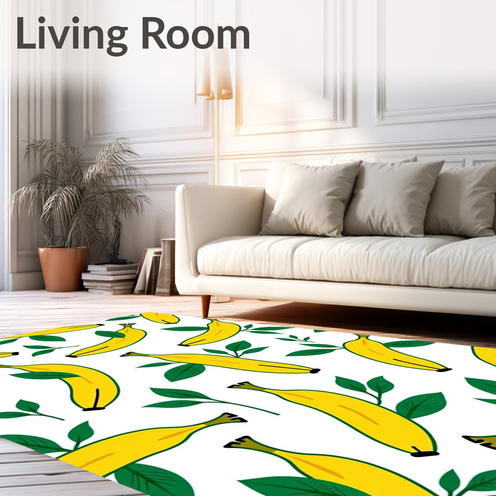 Yellow Banana Leaf Repeating Pattern Rug