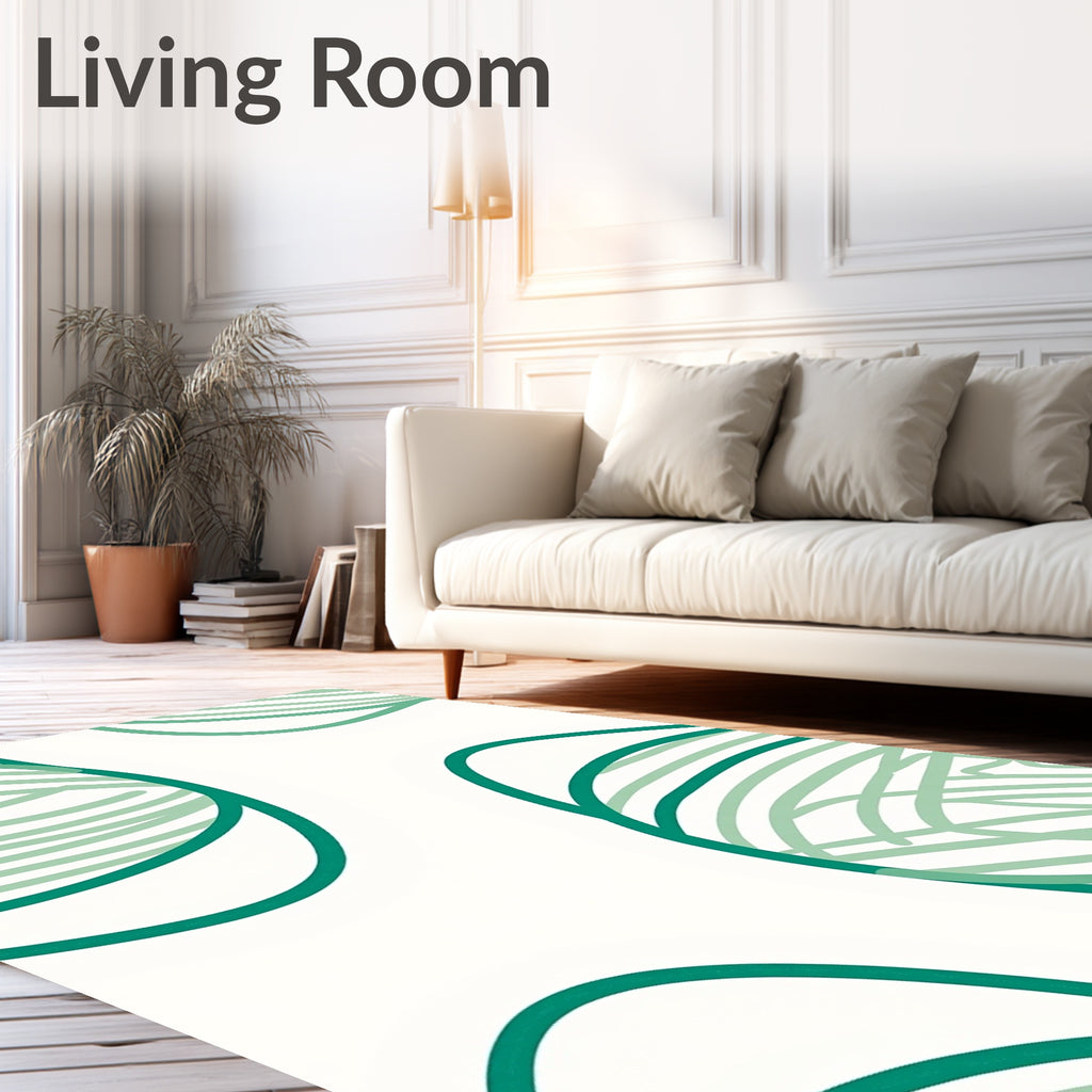 Teal Green Abstract Organic Swirls Rug