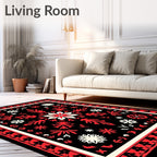 Bold Red Floral Central Medallion Rug