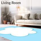 Sky Blue White Cloud Shape Rug