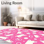 Pink White Piglet Polka Dot Collage Rug