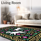 White Dogs In Floral Garden Rug