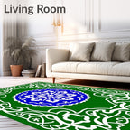 Emerald Green White Blue Medallion Swirl Rug