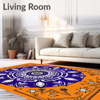 Vibrant Orange Indigo Mandala Stars Rug