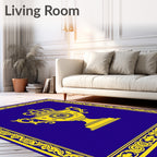Royal Blue Golden Trophy Border Rug