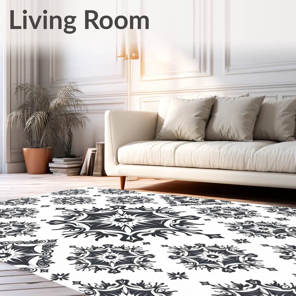 Monochromatic Floral Medallion Symmetry Rug