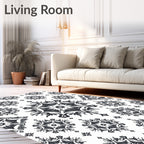 Monochromatic Floral Medallion Symmetry Rug