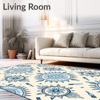 Cerulean Sunburst Floral Medallion Rug