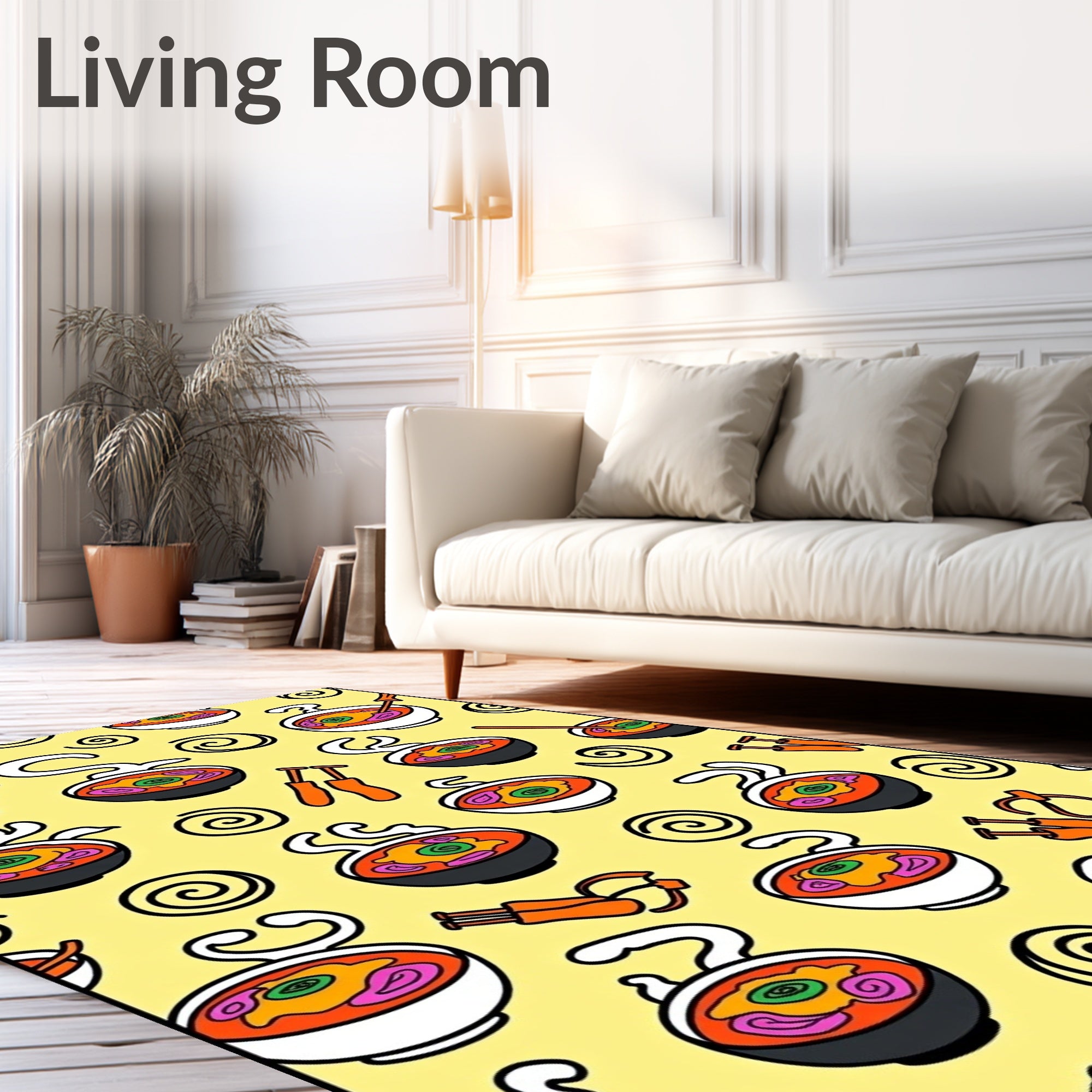 Whimsical Ramen Bowl Swirl Rug