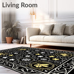 Golden Bells Starry Night Swirls Rug