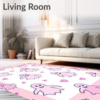 Pink Ghost Hearts Fun Repeat Rug