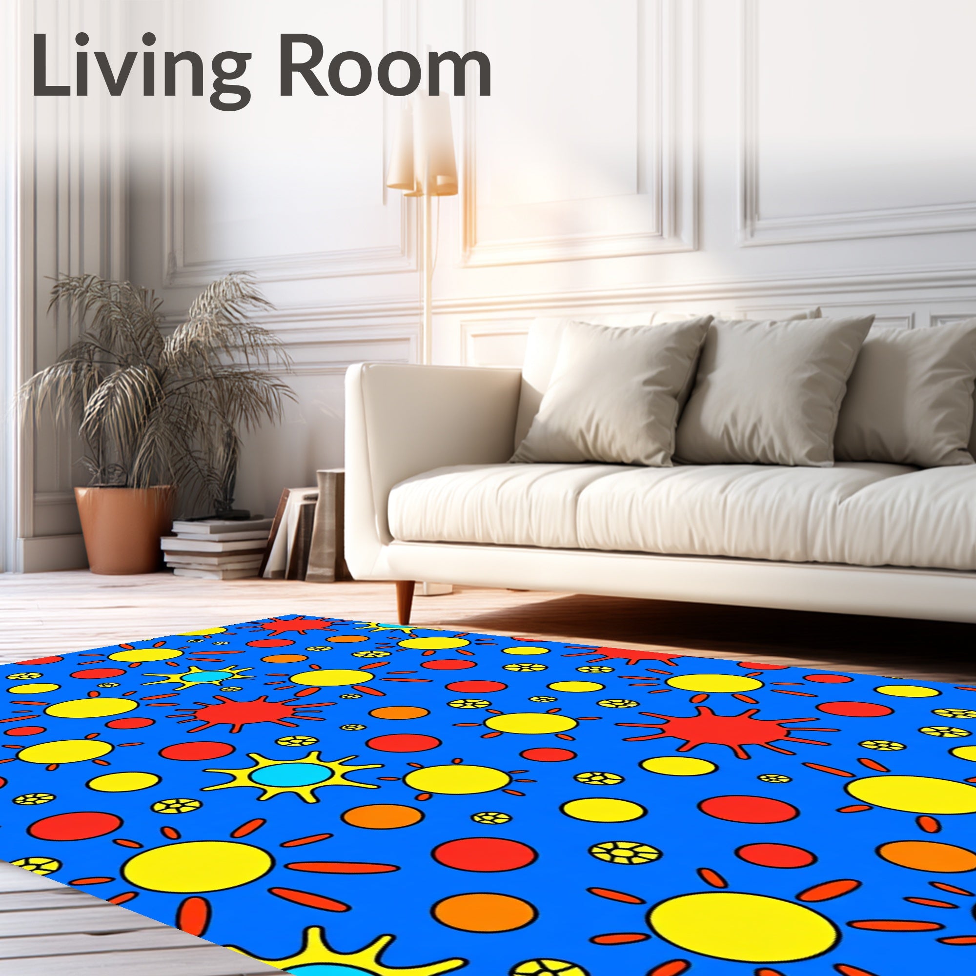 Radiant Sunbursts and Orbs Rug