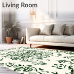 Abstract Green Face Botanical Collage Rug