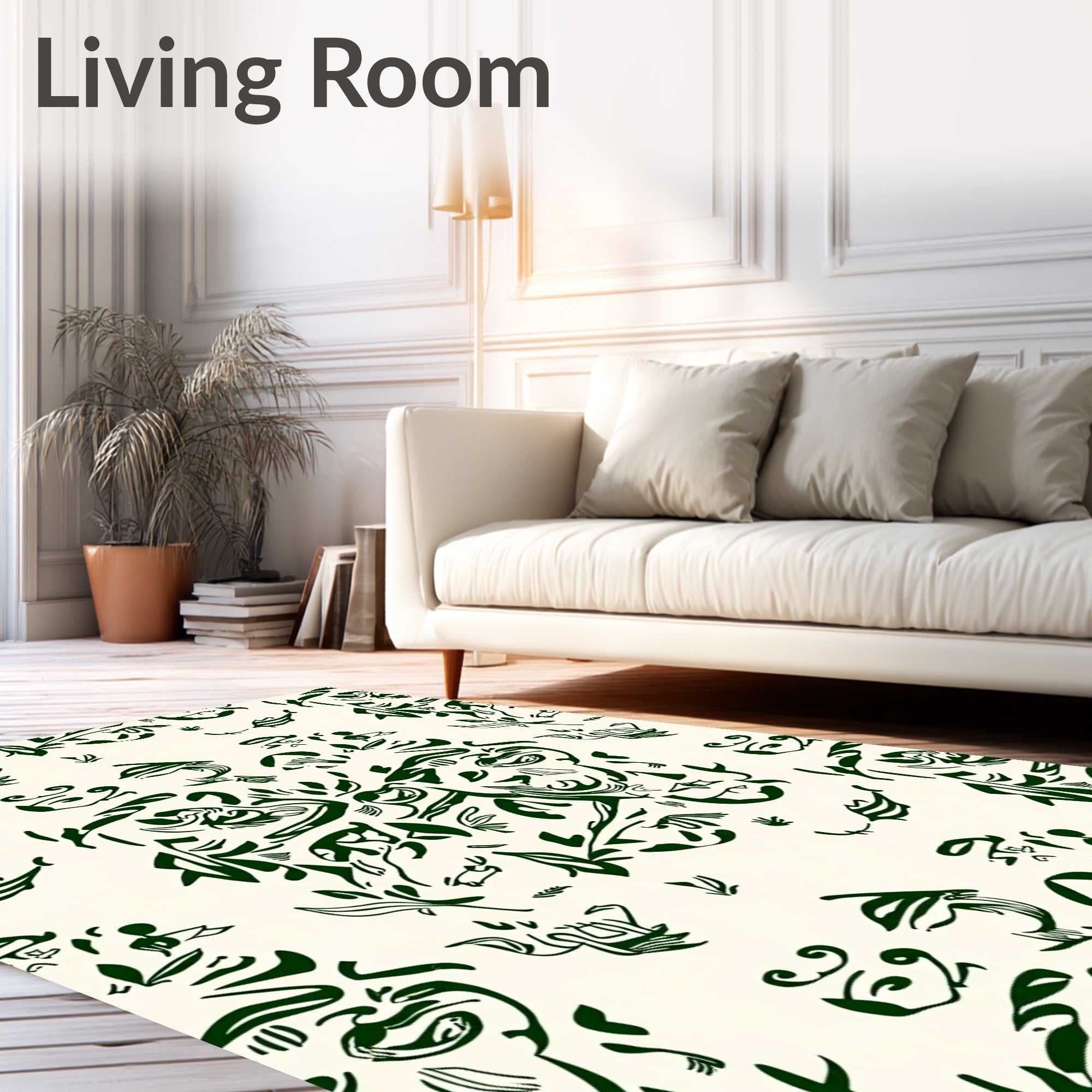 Abstract Green Face Botanical Collage Rug