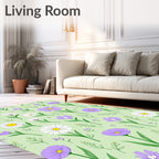 Lilac White Daisy Garden Meadow Rug