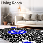 Bold Blue Black Mandalas Radial Rug